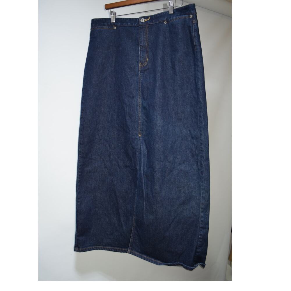 Gap Women's Size 16 Dark Wash Stretch Denim Maxi Skirt Long Front Slit